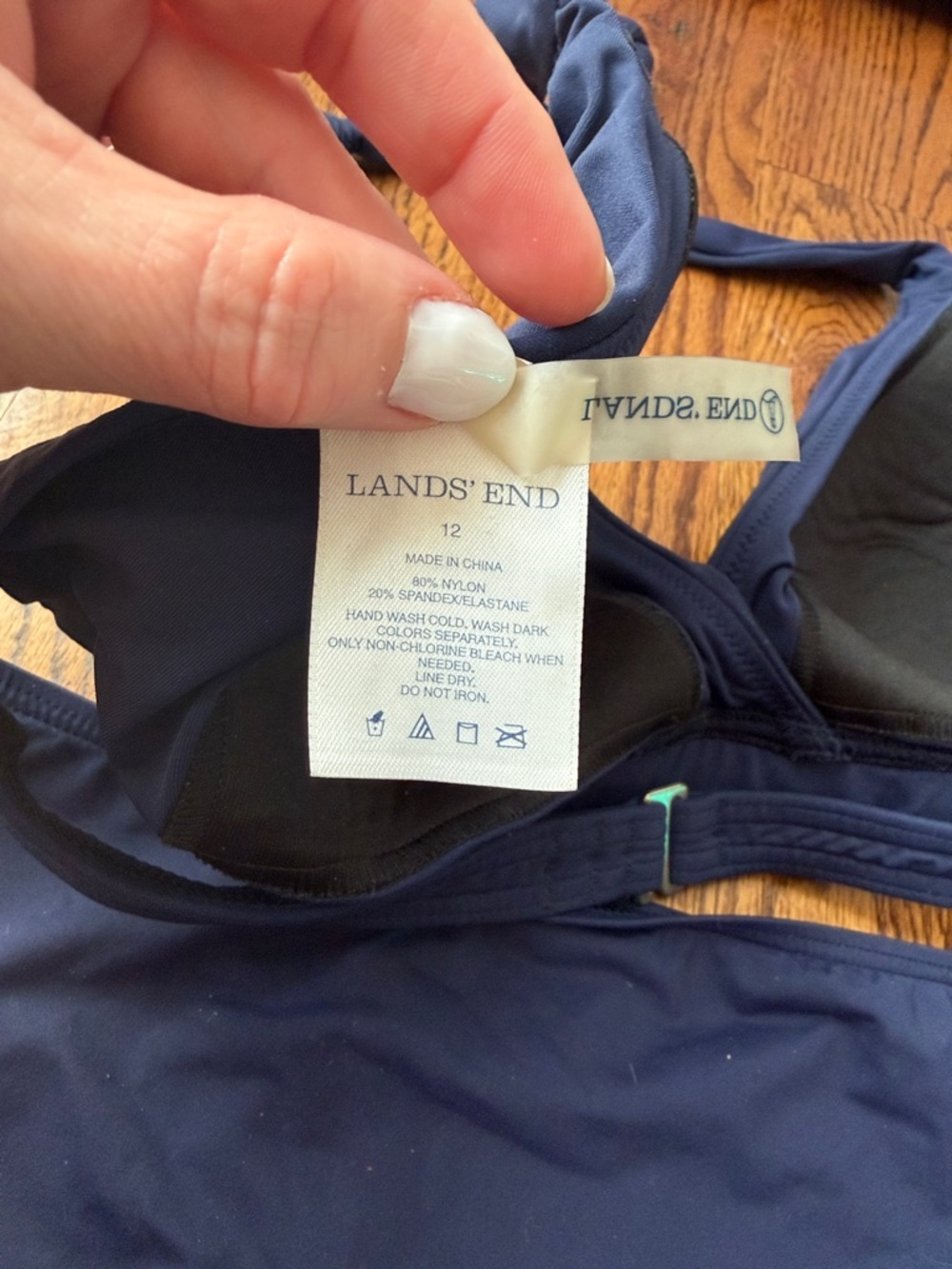 Lands' End Navy Halter Bikini Bottom Size 10 Top Size 12 - Picture 4 of 4